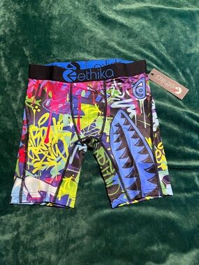 ethika Boys Multicolor Graffiti Shark Print Boxer Briefs